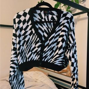 DELIA’S BY DOLLS KILL WARP SPEED CROPPED CARDIGAN, SIZE L